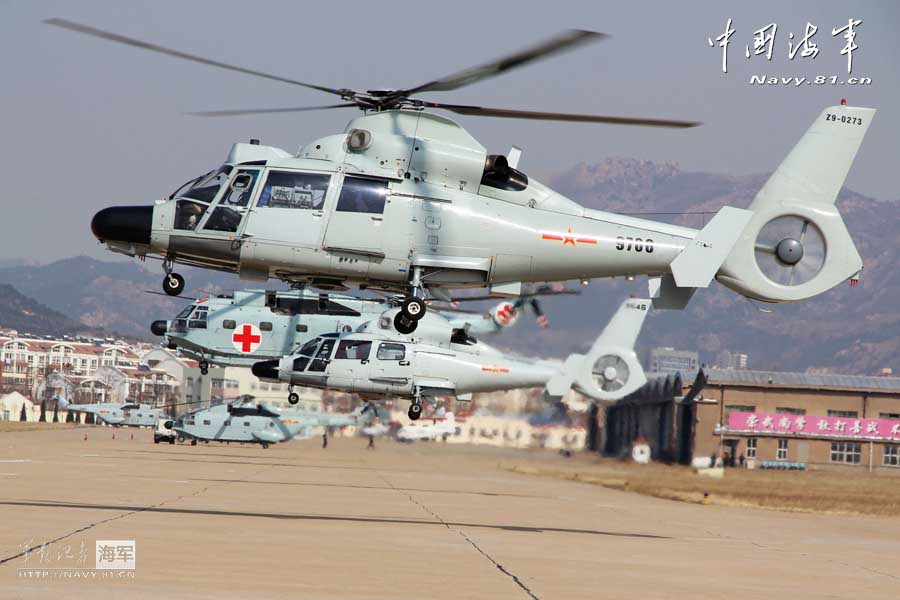 A carrier-based aircraft regiment under the Navy of the Chinese People's Liberation Army (PLA) in flight training after the Spring Festival on Feb. 19, 2013. (navy.81.cn/Hu Baoliang, Zhang Wei, Zhang Yinjie)