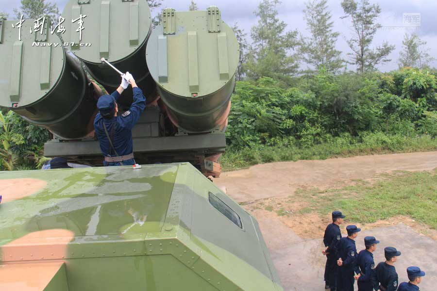 A shore-based missile regiment of the South Sea Fleet under the Navy of the Chinese People's Liberation Army (PLA) in a firing training under the background of actual combat. (China Military Online/Shen Huayue, Zhao Changhong, Zheng Can, He Nian)