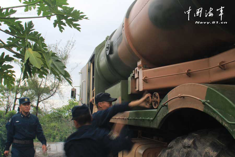 A shore-based missile regiment of the South Sea Fleet under the Navy of the Chinese People's Liberation Army (PLA) in a firing training under the background of actual combat. (China Military Online/Shen Huayue, Zhao Changhong, Zheng Can, He Nian)