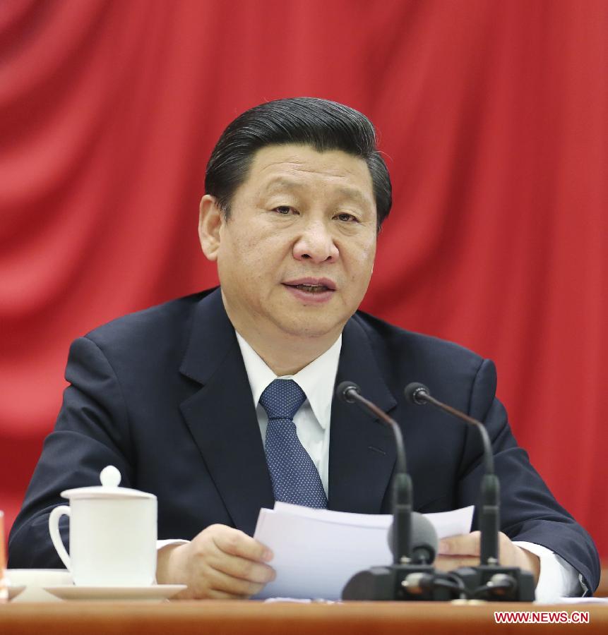 Xi Jinping, general secretary of the Communist Party of China (CPC) Central Committee, addresses the second plenary session of the 18th Central Committee of the CPC at the Great Hall of the People in Beijing, capital of China, Feb. 28, 2013. The session lasted from Feb. 26 to 28. (Xinhua/Yao Dawei)