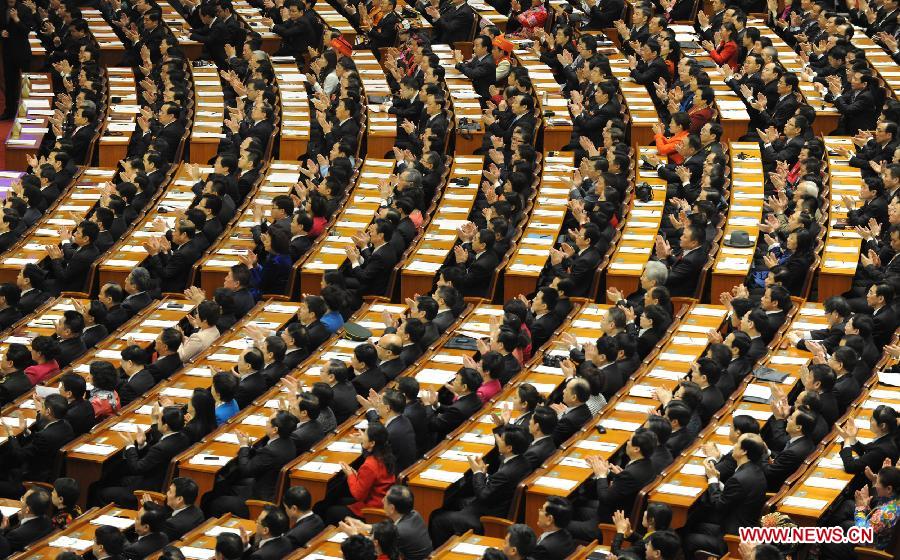 The first session of the 12th National People's Congress (NPC) opens at the Great Hall of the People in Beijing, capital of China, March 5, 2013. (Xinhua/Yang Zongyou)