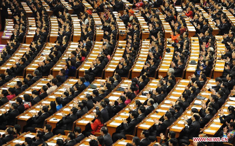 The first session of the 12th National People's Congress (NPC) opens at the Great Hall of the People in Beijing, capital of China, March 5, 2013. (Xinhua/Yang Zongyou)