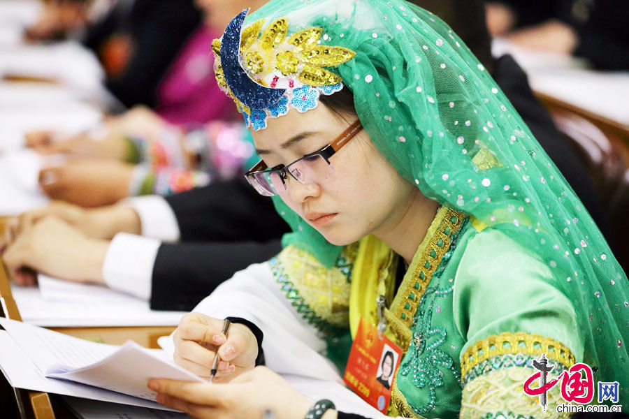 Tie Feiyan, one of the youngest deputies to the 12th National People's Congress (NPC). (China Pictorial/Xu Xun)