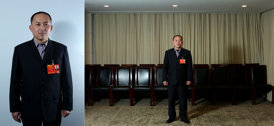 Photo shows Zhou Zhenbo, a workshop director of a transformer company in Shanghai. Born in May 1976, Zhou is a middle school graduate. He pays attention to migrant workers’ housing and their children’s education, hoping that China can realize fairness in education and migrant workers can live in indemnificatory apartments. (Xinhua/ Jin Liwang, Guo Chen)