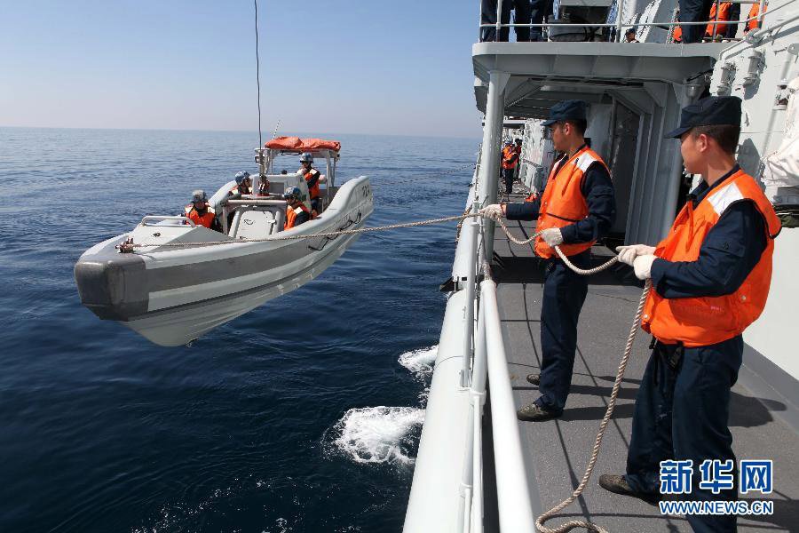 The 14th escort taskforce of the Navy of the Chinese People's Liberation Army (PLA) participates in an anti-hijack exercise in the Arabian Sea area. (Xinhua/Rao Rao)