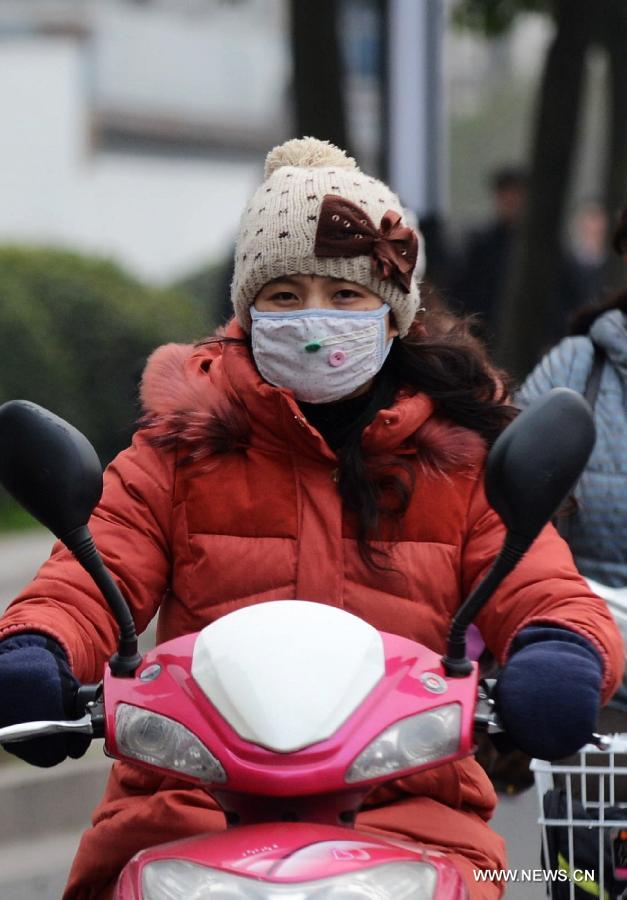 A citizen goes out in the cold weather in Yangzhou City, east China's Jiangsu Province, March 12, 2013. Affected by a blast of cold air, the temperature in Yangzhou City declined Tuesday. (Xinhua/Meng Delong)  