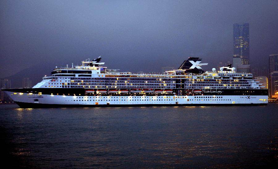 The cruise ship GTS Millennium reaches the Kai Tak Cruise Terminal in south China's Hong Kong, March 16, 2013. GTS Millennium arrived at Hong Kong's Kai Tak Cruise Terminal on Saturday and became the first cruise ship to berth at the terminal prior to its official opening in June 2013. (Xinhua/Chen Xiaowei) 