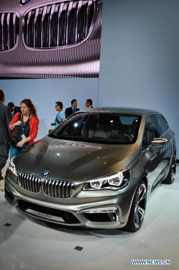 A BMW Active Tourer concept vehicle is on display during press preview of the 2013 New York International Auto Show in New York, on March 27, 2013. The show features about 1,000 vehicles and will open to the public from March 29 to April 7. (Xinhua/Niu Xiaolei) 