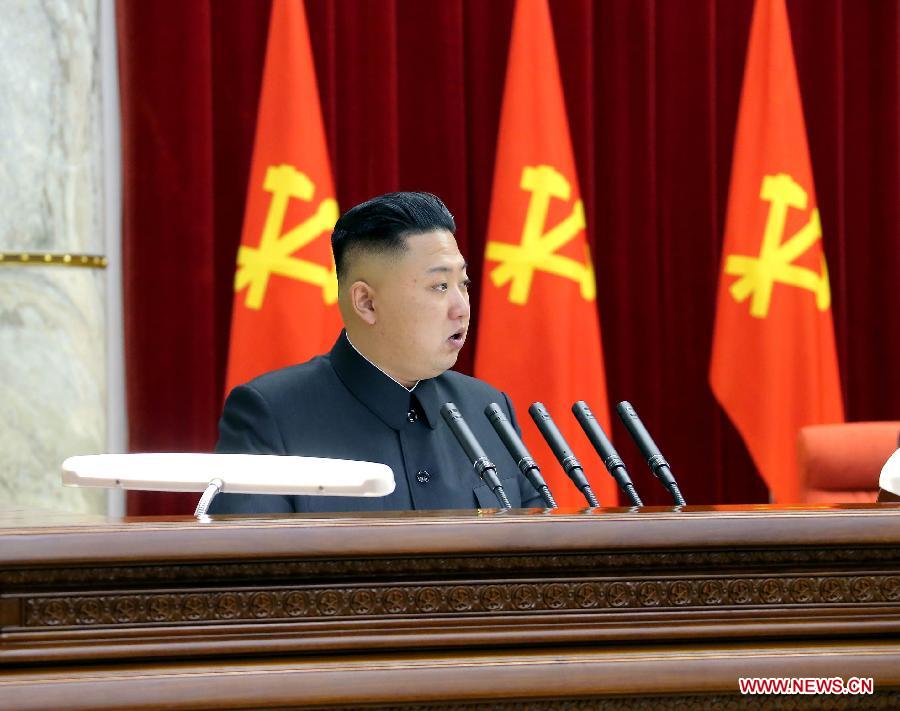 Photo released by the KCNA news agency on April 1 shows that a plenary meeting of the Central Committee of the Workers' Party of Democratic People's Republic of Korea (DPRK) is held in Pyongyang, capital of the DPRK, on March 31, 2013. (Xinhua/KCNA) 