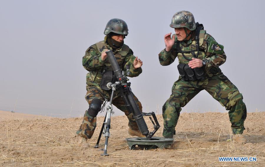 Afghan Commando soldiers take part in a military training in Balkh province in northern Afghanistan, on April 6, 2013. The Afghan government and NATO Training Mission in Afghanistan (NTM-A) stepped up its efforts to train and equip Afghan police and army after NATO-led International Security Assistance Force (ISAF) handed over the security responsibilities to Afghan security forces, which was part of a process through 2014 when Afghanistan would take over the full leadership of its own security duties. (Xinhua/Azorda)