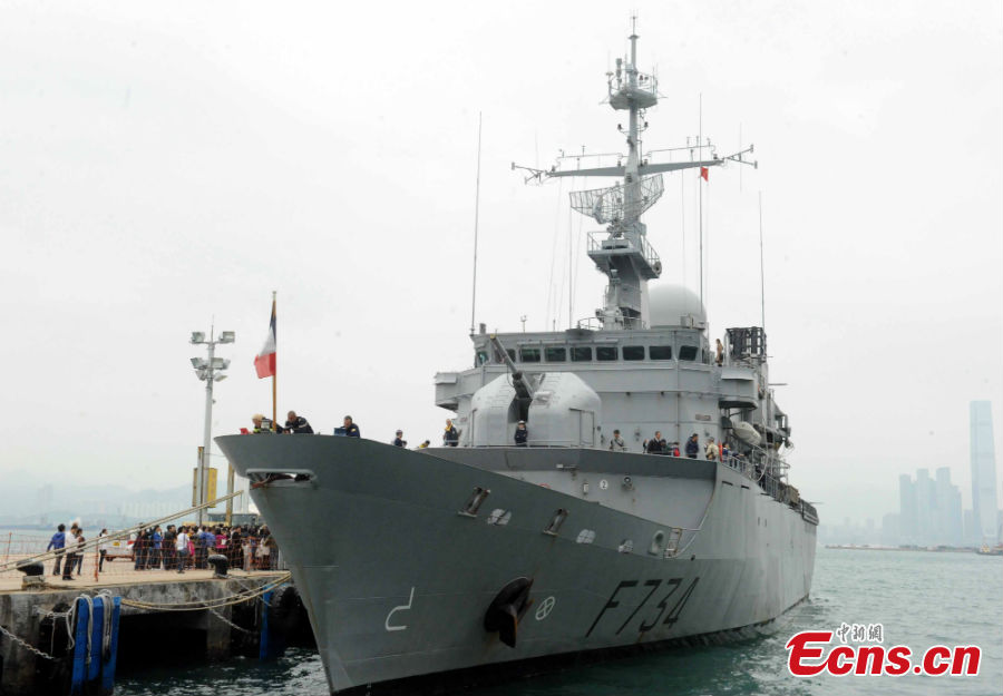 People visit the French frigate Vendémiaire in Hong Kong, April 7, 2013. The frigate berthed in Hong Kong and was open to the public on Sunday. (Photo: CNS/Ren Haixia)