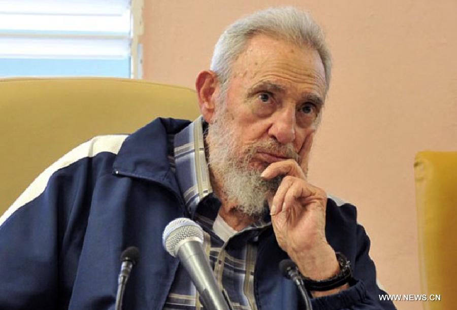 Image provided by Cubadebate on April 11, 2013 shows former Cuban president, Fidel Castro, attending the opening of the Vilma Espin Guillois school, in Havana, capital of Cuba, on April 9, 2013. According to the official media, Castro talked for over two hours to students, teachers and other guests to the opening ceremony of the school, which was built thanks to the initiative of former president. (Xinhua/Cubadebate) 