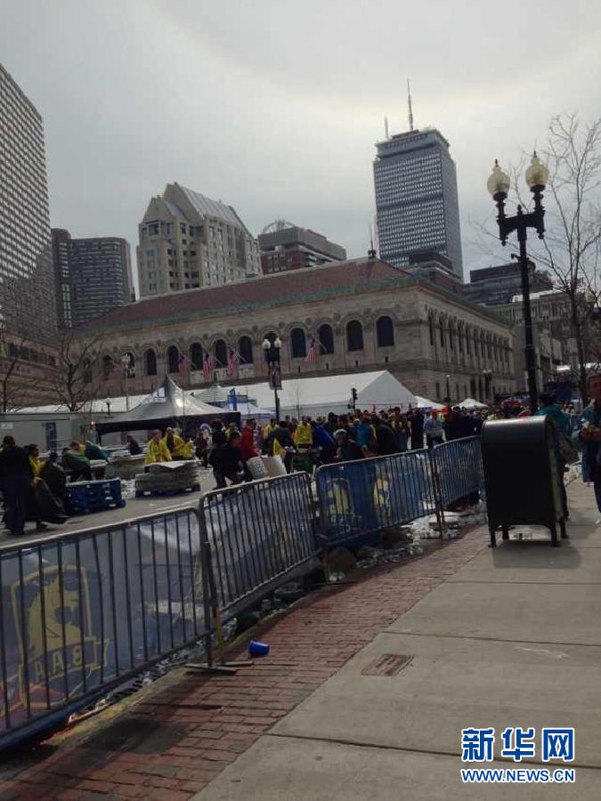 Three explosions occurred near the Boston Marathon finish line, killing at least 2 people, local media reported. (Xinhua/Zhao Xirong) 