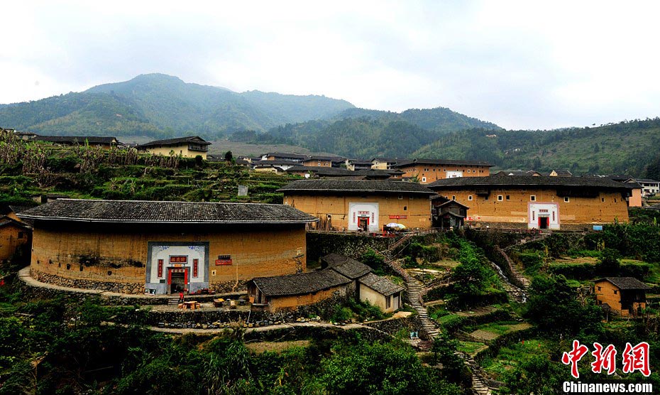 Photo shows the Yongding Tulou cluster in Longyan, Fujian Province. The "tulou," or earthen building, is a type of Chinese rural dwellings of the Hakka is in the mountainous areas in southeastern Fujian. They were mostly built between the 12th and the 20th centuries. (CNS/Wang Dongming)