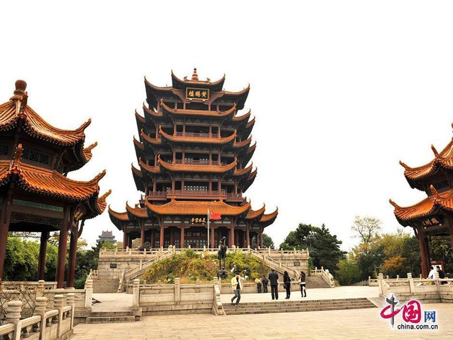 Located on Snake Hill of Wuchang, Yellow Crane Tower is known as one of the Three Famous Towers South of Yangtze River, together with Yueyang Tower in Hunan and Tengwang Tower in Jiangxi. First built in 223 A.D during the Three Kingdoms period (220-280), it has been destroyed multiple times and the current structure was rebuilt in 1981. Covering a constructing area of 3,219 square meters, it has five-stories, totaling 51.4 meters high. It covered with more than 100,000 yellow glazed tiles, which looks very glorious and magnificent in good weather. It is now regarded as the symbol of Wuhan city. (China.org.cn)