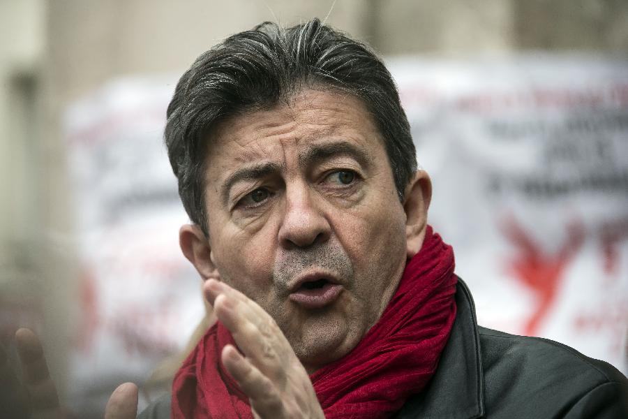 Jean-Luc Melenchon, French left Parti de Gauche party leader, attends the annual May Day demonstration in Paris, France, May 1, 2013. (Xinhua/Etienne Laurent) 