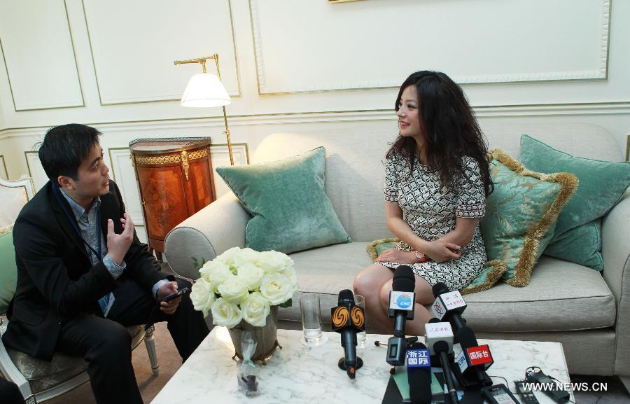 Chinese actress Zhao Wei attends the news conference held on the sidelines of the opening of the 3rd France-China Film Festival in Paris, France, May 13, 2013. The 3rd France-China Film Festival kicks off in Paris on Monday. (Xinhua/Gao Jing)  