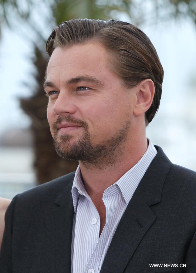 U.S. actor Leonardo DiCaprio poses during the photocall for Australian film "The Great Gatsby" at the 66th Cannes Film Festival in Cannes, southern France, May 15, 2013. (Xinhua/Gao Jing)