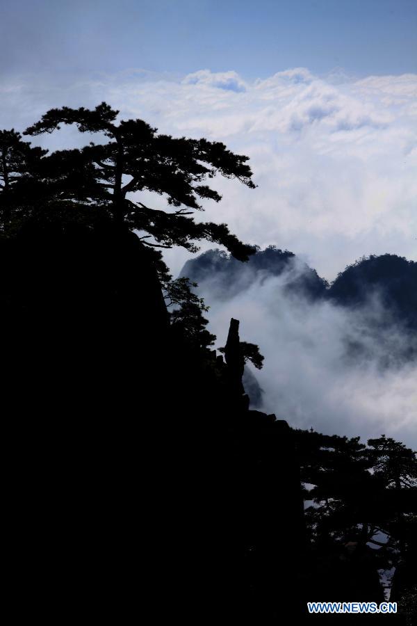 Photo taken on May 19, 2013 shows the sea of clouds at the Mount Huangshan scenic spot in Huangshan City, east China's Anhui Province. (Xinhua/Shi Guangde)