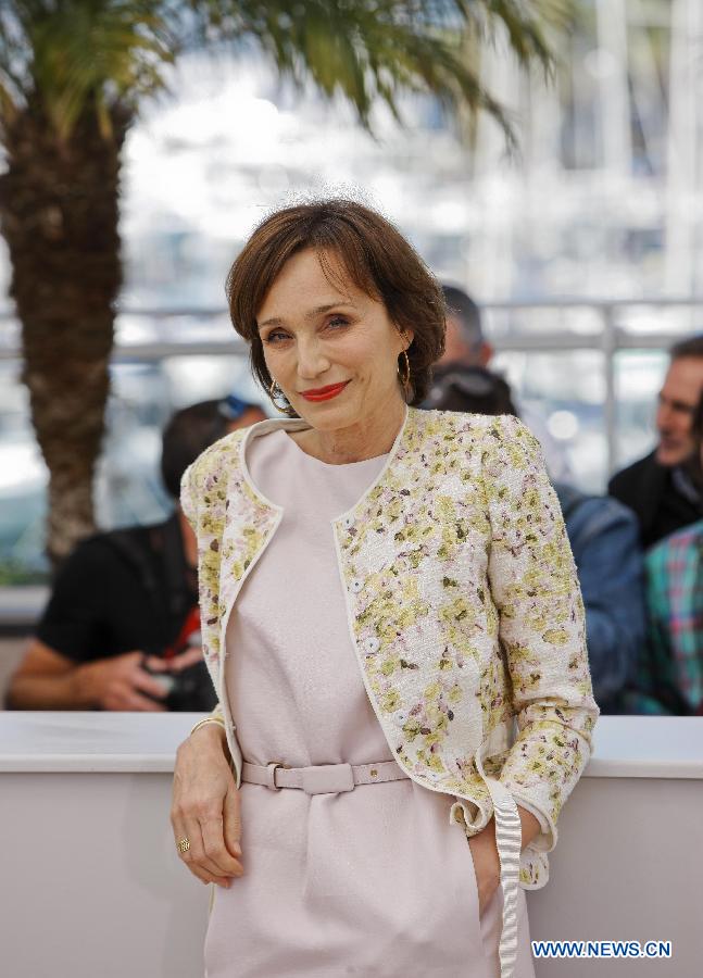 Actress Kristin Scott Thomas poses during the photocall for the film "Only God Forgives" at the 66th edition of the Cannes Film Festival in Cannes, France, on May 22, 2013. (Xinhua/Zhou Lei) 