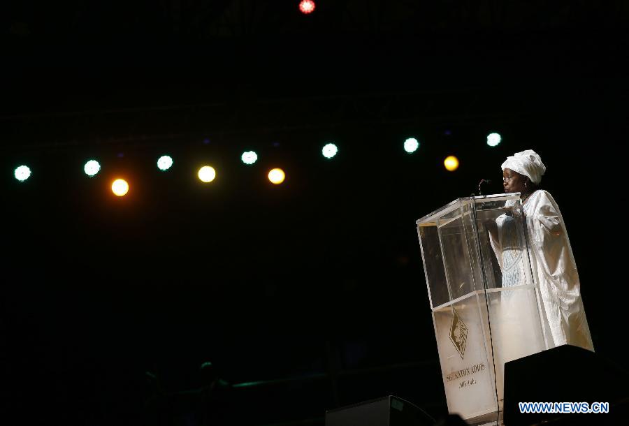 African Union (AU) Chairperson Nkosazana Dlamini-Zuma addresses the ceremony to mark the 50th anniversary of the founding of the African Union, in Addis Ababa, Ethiopia, on May 25, 2013. (Xinhua/Zhang Chen)