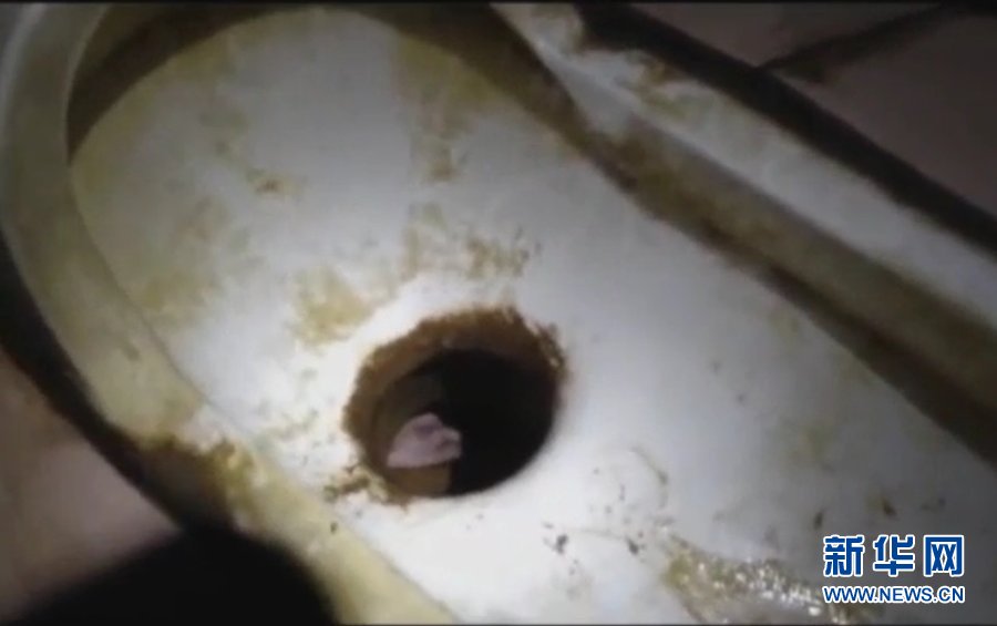 Photo shows the toilet on the fourth floor of an apartment building in Jinhua, Zhejiang province, on May 25, 2013. (Xinhua Photo)