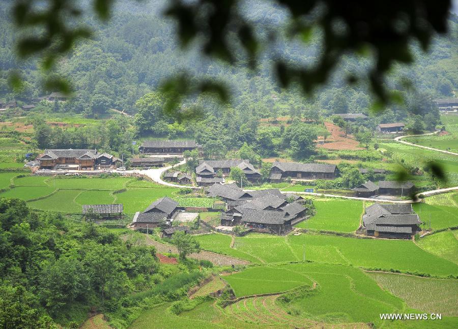 Photo taken on June 16, 2013 shows the wooden Diaojiaolou, or stilted houses in Shiyanping Village, Wangjiaping Township of Zhangjiajie City in central China's Hunan Province. The Shiyanping Village, located in the southeast of Wangjiaping, is one of the regions in Hunan where stilted houses are well preserved. With a toal of 182 existing stilted houses of the Tujia ethnic group, the village was listed as the seventh batch of important heritage sites under state protection in 2013. (Xinhua/Shao Ying)