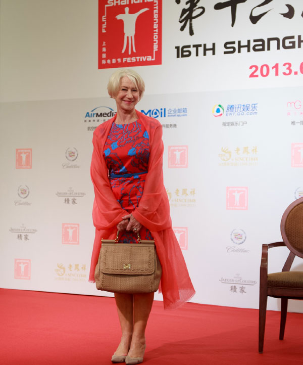 British actress Helen Mirren meets journalists at a press conference during the 16th Shanghai International Film Festival in Shanghai on Wednesday, June 19, 2013. [Photo: CRIENGLISH.com]