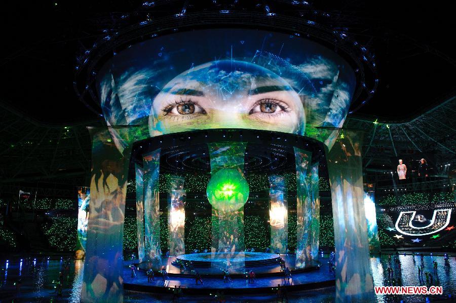 Artists perform during the opening ceremony of the Summer Universiade in Kazan, Russia, July 6, 2013. (Xinhua/Jiang Kehong) 