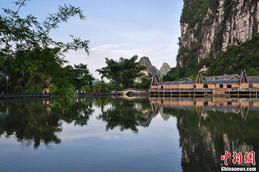 Photo taken on July 13, 2013 shows the beautiful karst mountains in Chongzuo, Guangxi Zhuang Autonomous Region. (CNS/Zhang Qi)