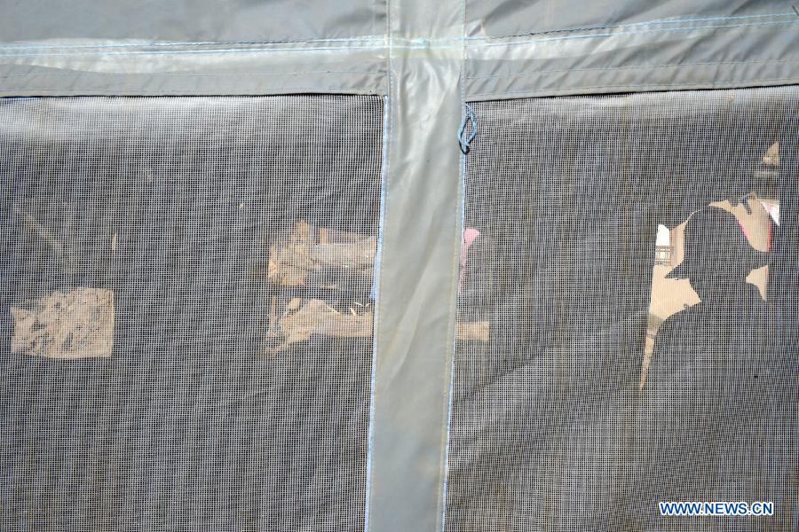 Villager Zhu Yanqing walks into a tent where his mother's body is placed after a quake in Majiagou Village, Meichuan Town, Minxian County, northwest China's Gansu Province, July 22, 2013. A 6.6-magnitude quake jolted the border of Minxian and Zhangxian counties in Gansu at 7:45 a.m. on Monday. (Xinhua/Jin Liangkuai)