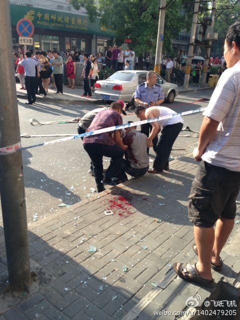 Eight people were injured in a gas explosion at a bakery Wednesday morning in downtown Beijing, local fire department confirmed. The explosion occurred at 7:33 a.m. in a Golden Phoenix Bakery store on Guangming Road, Dongcheng District. (Photo/Xinhua)