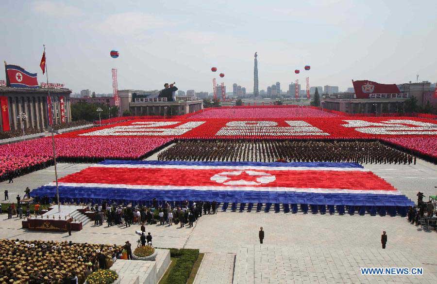 Photo taken on July 27, 2013 shows a military parade held in Pyongyang, the Democratic People's Republic of Korea (DPRK). DPRK held a military parade marking the 60th anniversary of the Korean War Armistice Agreement here on Saturday, the official KCNA news agency reported. (Xinhua/Zhang Li) 