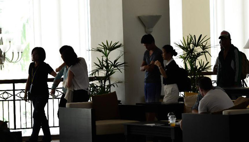 Relatives of Chinese passengers aboard MH370 in Bangi, Malaysia