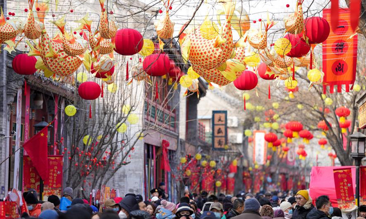 Tourists visit Changdian temple fair to celebrate the Spring Festival in Beijing, capital of China, Jan. 30, 2025. (Xinhua/Ju Huanzong)