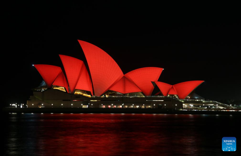 Opera House lit up in red to celebrate Chinese New Year in Sydney