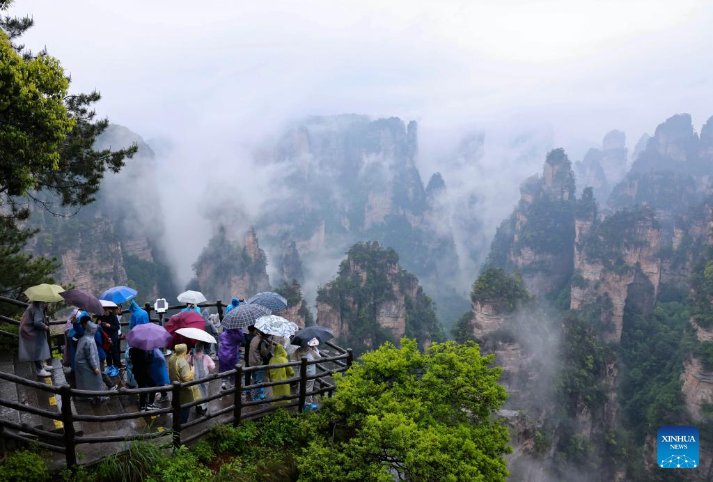 Tourists visit Zhangjiajie National Forest Park in China's Hunan