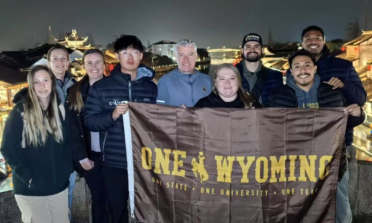 A group photo of the University of Wyoming delegation taken at Zhujiajiao ancient town in suburban Shanghai on March 9, 2025. Photo: Courtesy of Laci Sligar