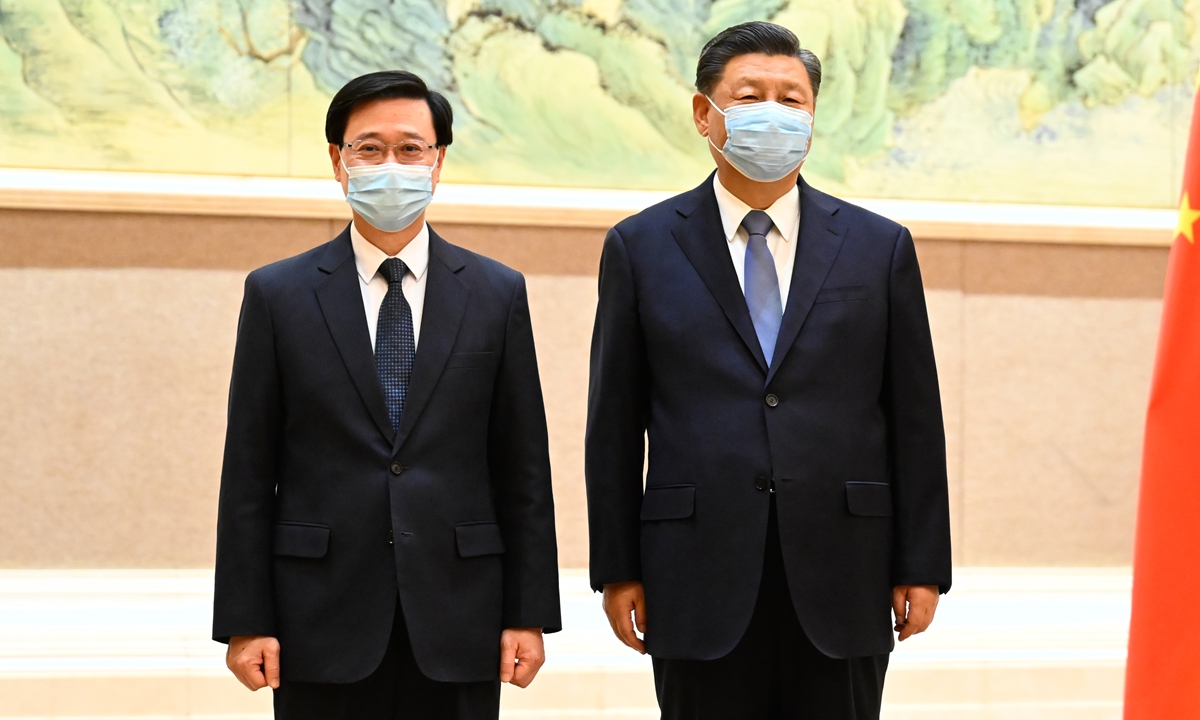 President Xi Jinping meets with John Lee, the newly appointed sixth-term chief executive of the Hong Kong Special Administrative Region, on Monday in Beijing. Photo: Xinhua