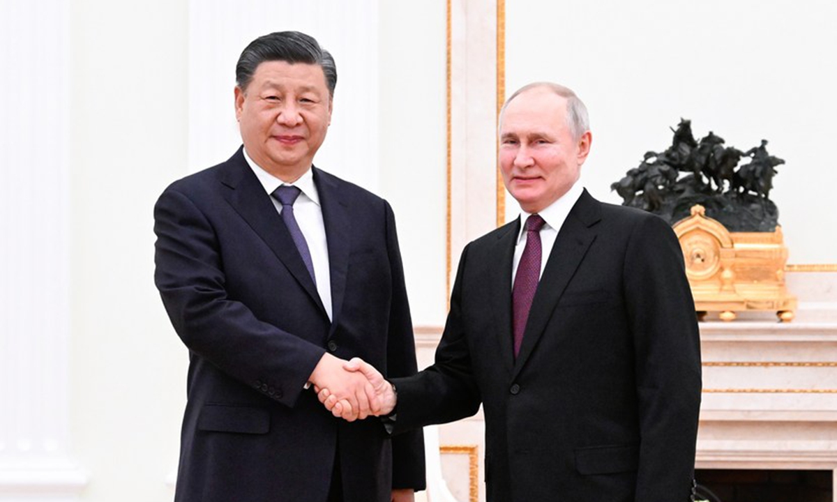 Chinese President Xi Jinping meets with Russian President Vladimir Putin at the Kremlin on his arrival in Moscow, Russia, March 20, 2023. (Xinhua/Shen Hong)