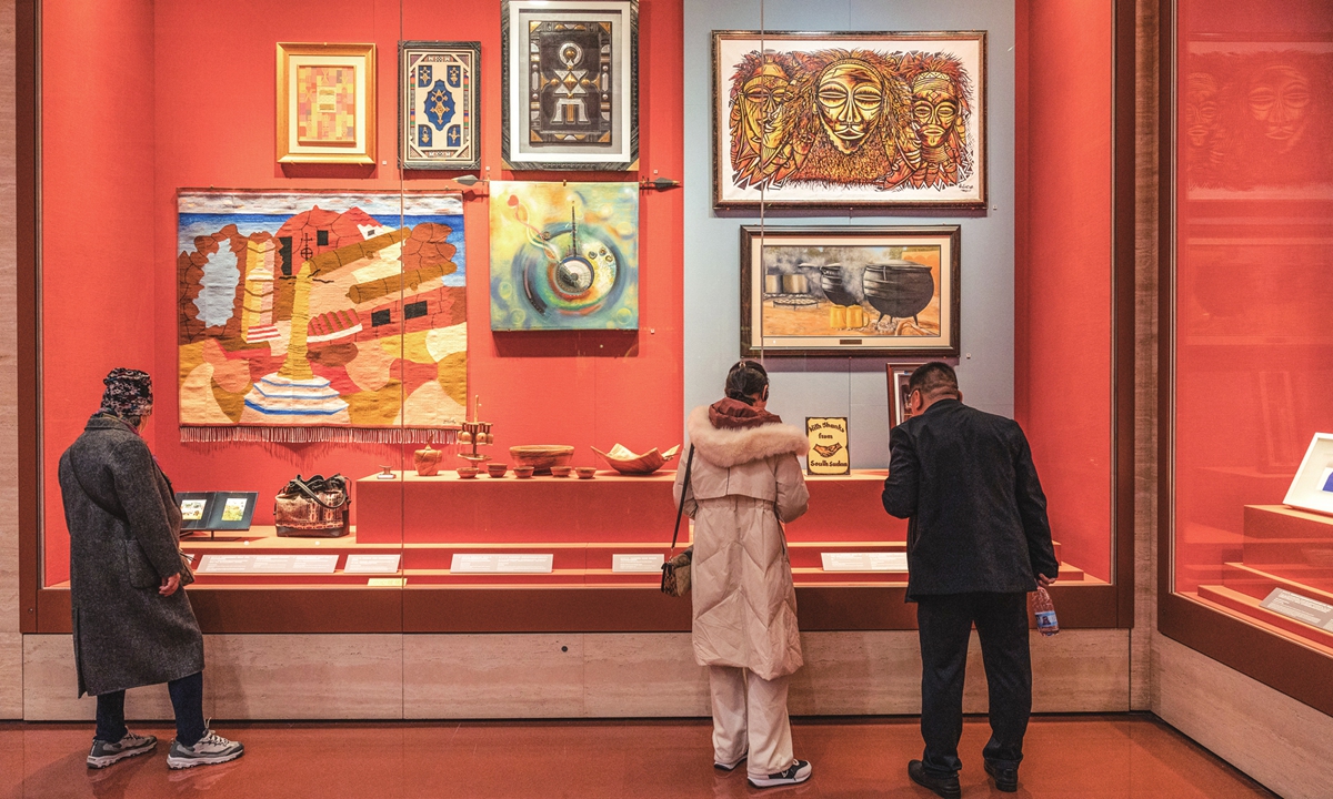 Visitors view gifts from African countries to Chinese leaders inside the Central Gifts and Cultural Relics Management Center in Beijing on November 22, 2023. Photo: Li Hao/GT