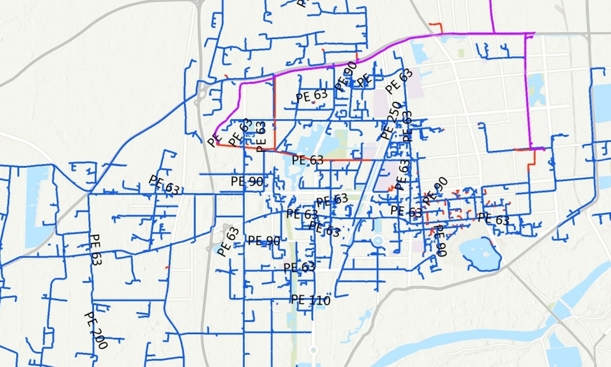 A city pipe network generated by a foreign geographic information system software Photo: Ministry of State Security 