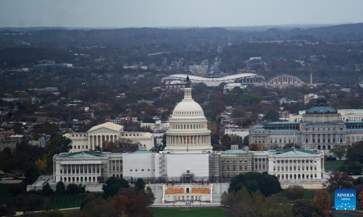 The US Capitol building is seen in Washington, DC Nov 10, 2022. The balance of power in the next US Congress is still undecided as of late Thursday night, two days after the 2022 midterm elections. Photo:Xinhua