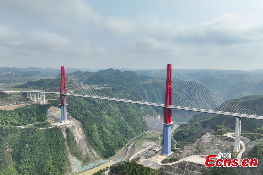 World's first cable-stayed bridge in alpine canyon landscape