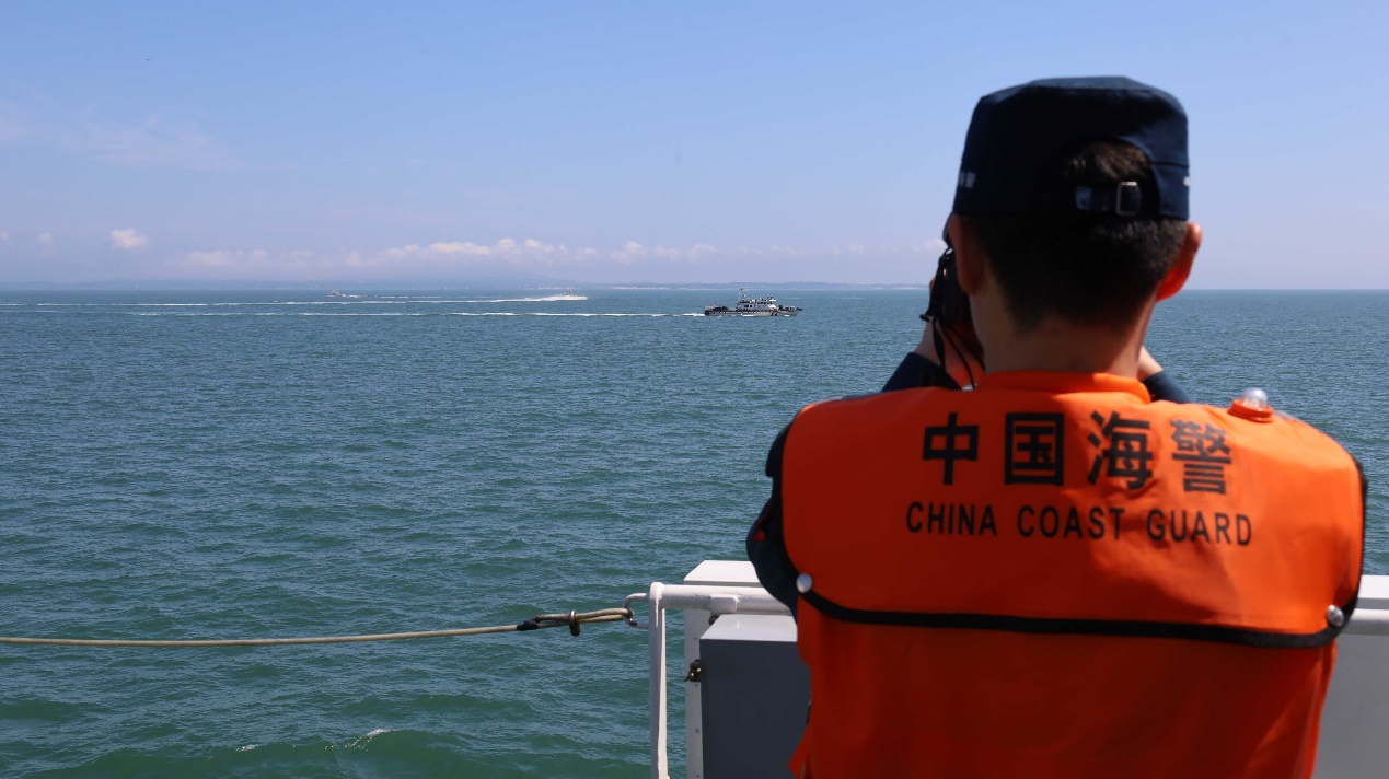 The Fujian Coast Guard carried out regular law enforcement patrols in the waters near Kinmen on June 25, 2024.  Photo: website of China Coast Guard