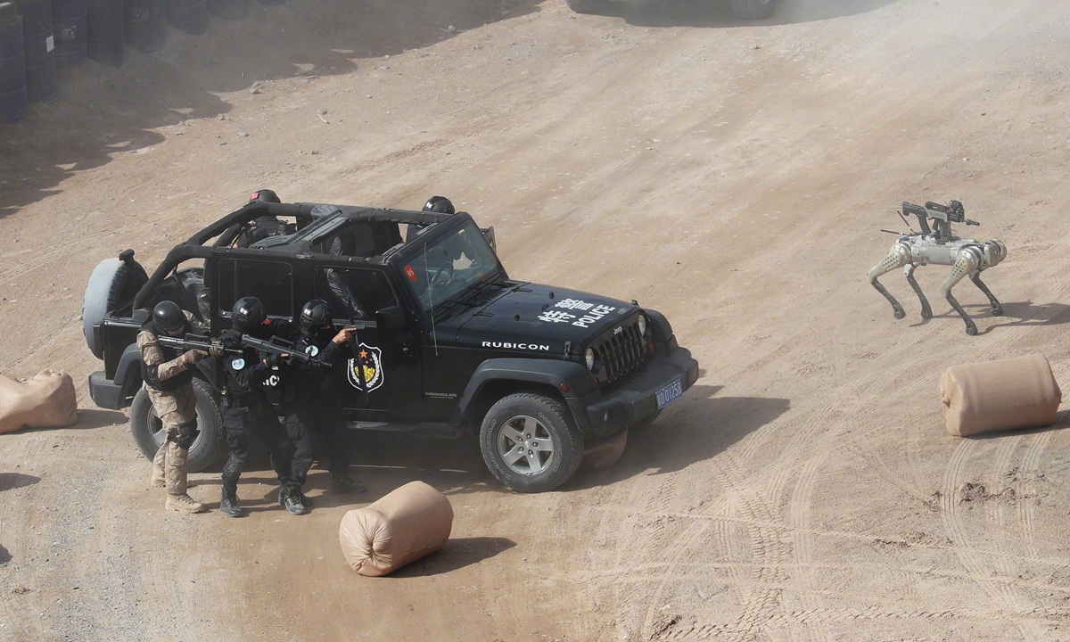 Authorities from the Shanghai Cooperation Organisation member states conduct Anti-terrorism Interaction-2024 joint exercise in Northwest China's Xinjiang Uygur Autonomous Region in July 2024. Photo: Screenshot from China Central Television