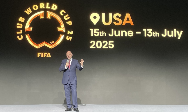 FIFA President Gianni Infantino speaks at a 2025 FIFA Club World Cup promotional event in Shanghai on October 30, 2024. Photo: Lu Wenao/GT