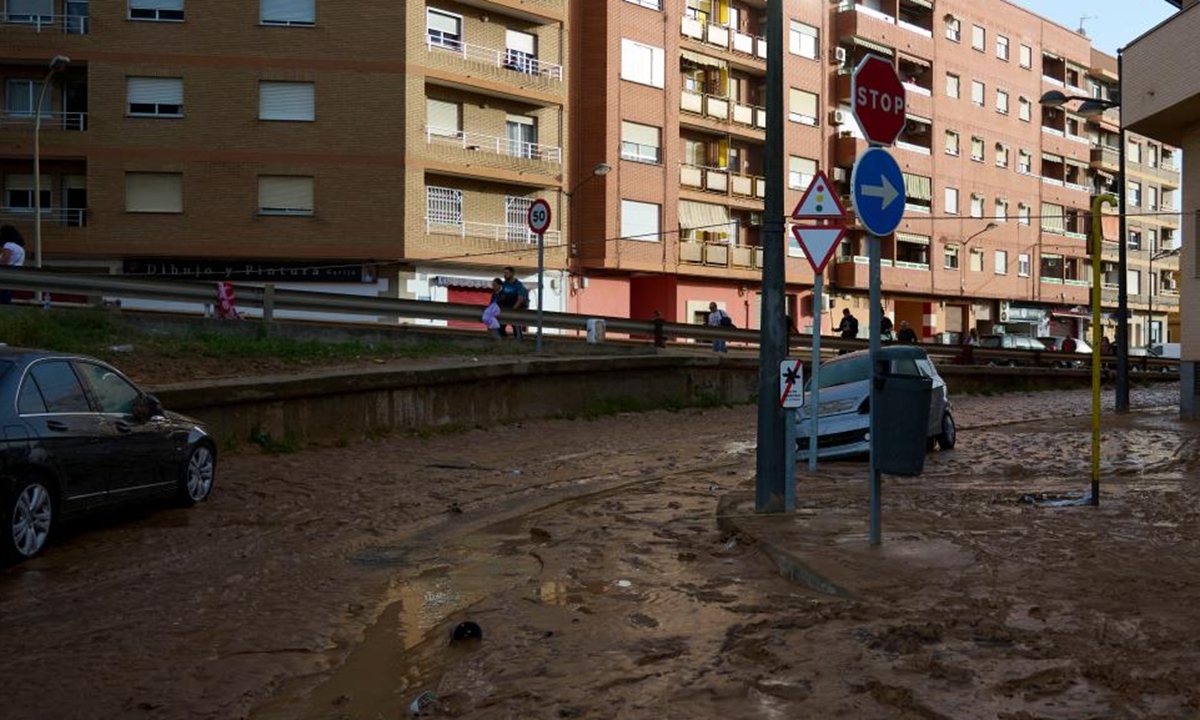 This photo shows a view of the flood-hit area in Valencia, Spain, Oct. 30, 2024. Photo: Xinhua News Agency