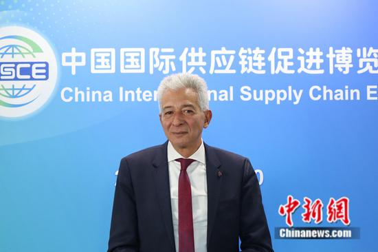 Alaa Ezz, secretary general of the Union of African Chambers of Commerce, Industry, Agriculture and Professions. (Photo: China News Network/ Chen Tianhao)