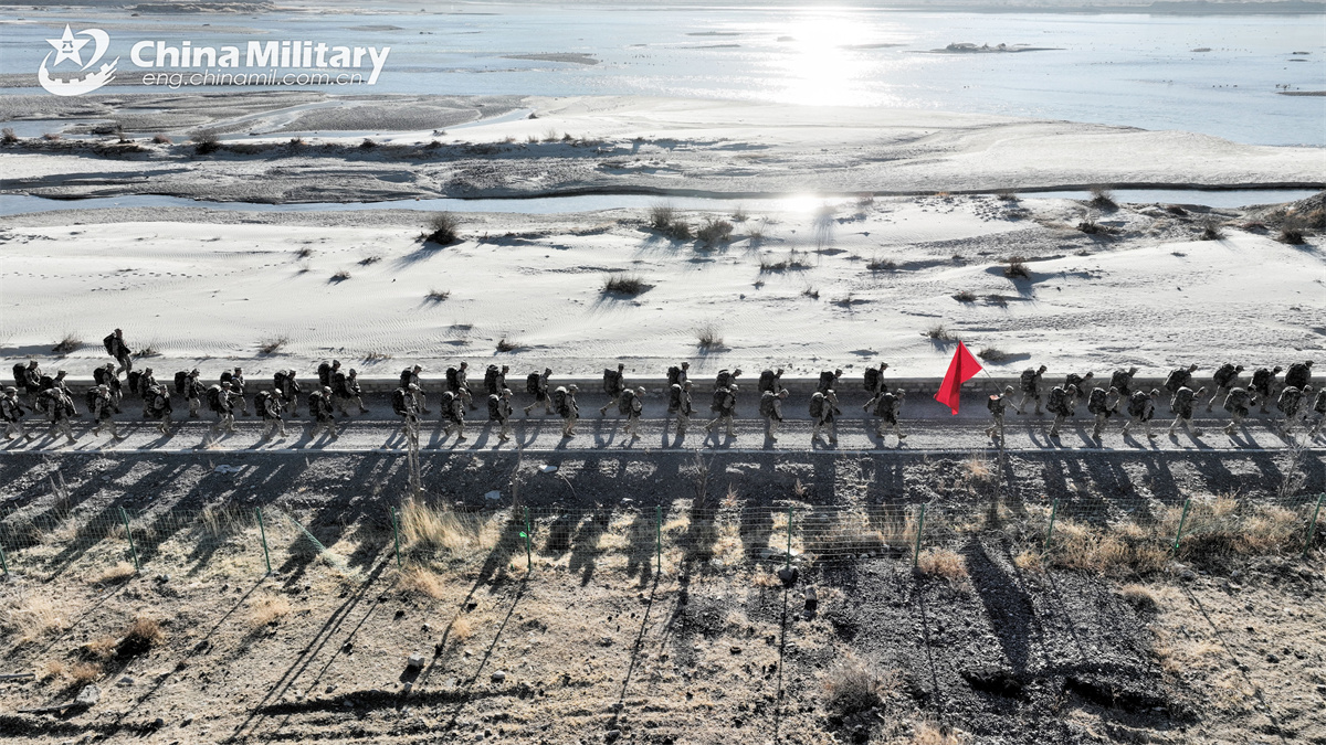 PLA Army troops in foot march